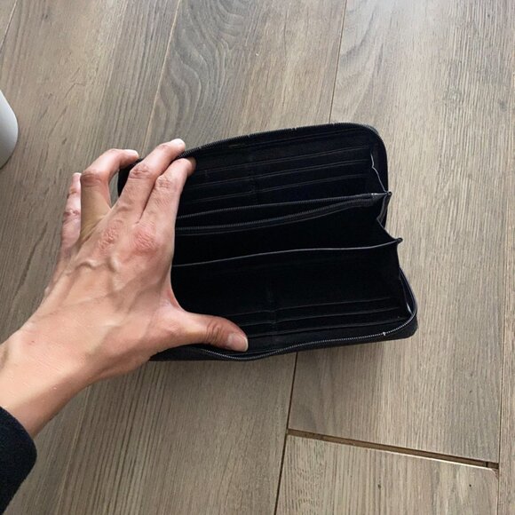 Coach Black Logo Canvas Wallet with Leather Trim - Picture 8 of 11